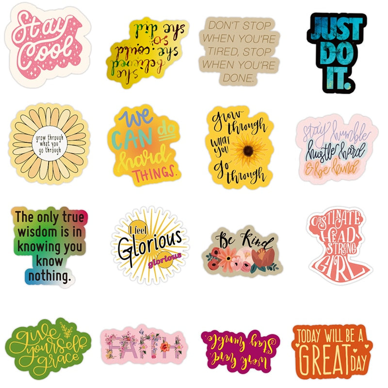 10/30/50PCS Motivational Phrases Sticker Inspirational Life Quotes DIY Laptop Study Room Scrapbooking Graffiti Decal Stickers F5