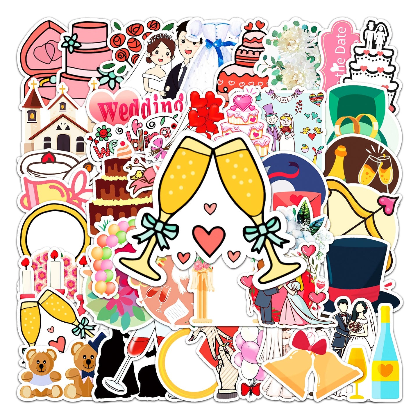 10/30/50PCS Cute Cartoon Wedding Sticker Marry Guitar Motorcycle Luggage Suitcase DIY Classic Toy Decal Graffiti Stickers Kid F5