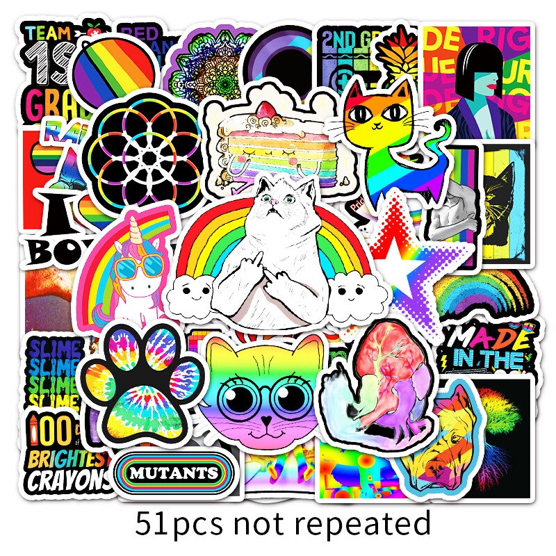 50PCS Mixed Cartoon INS Style Cute Colorful Stickers DIY Bike Travel Luggage Laptop Graffiti Waterproof Sticker Kid Toy Decal F5