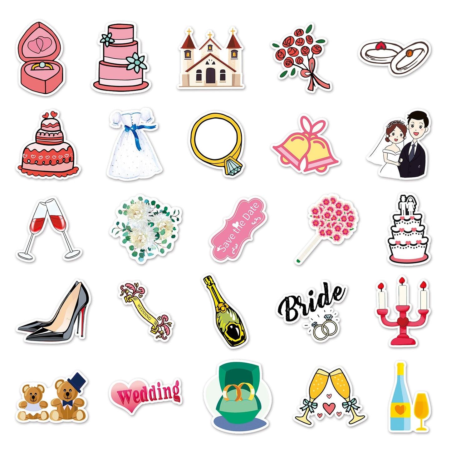 10/30/50PCS Cute Cartoon Wedding Sticker Marry Guitar Motorcycle Luggage Suitcase DIY Classic Toy Decal Graffiti Stickers Kid F5