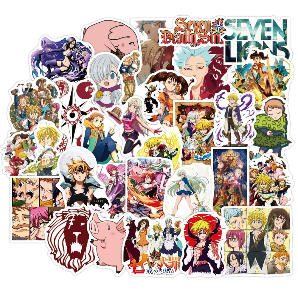 10/30/50/100PCS Japanese Anime Seven Deadly Sins Stickers Luggage DIY Toy Guitar Laptop Skateboard Kid Decal Graffiti Sticker F5