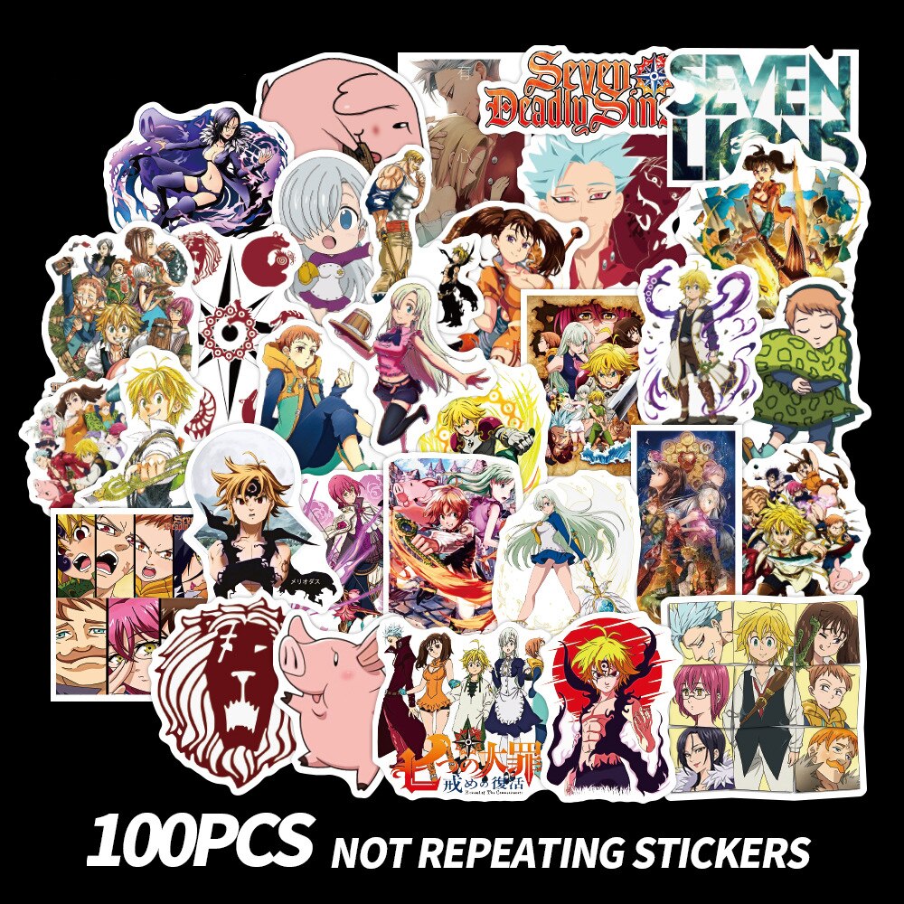 10/30/50/100PCS Japanese Anime Seven Deadly Sins Stickers Luggage DIY Toy Guitar Laptop Skateboard Kid Decal Graffiti Sticker F5