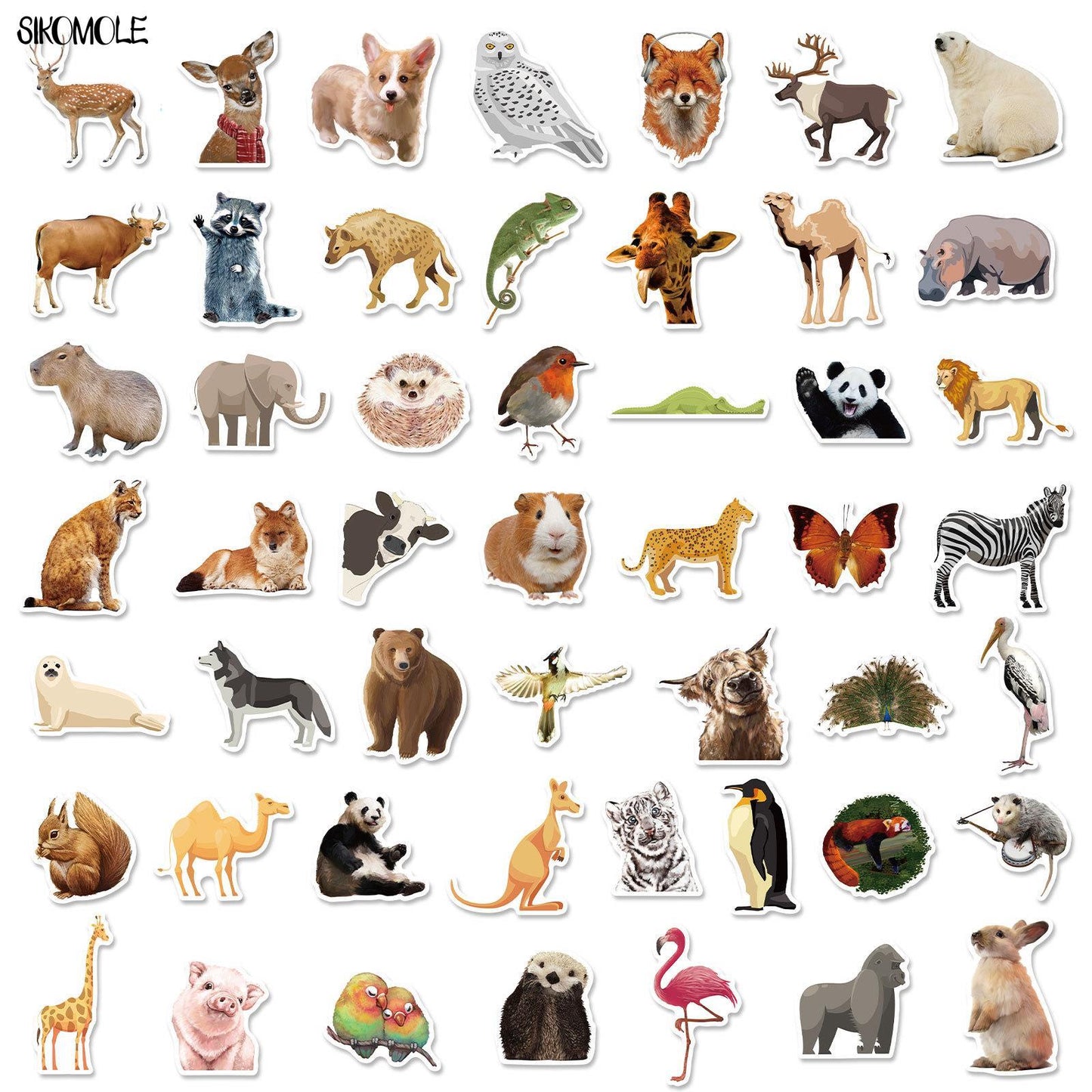 10/30/50PCS Cartoon Zoo Wild Animals Stickers Kawaii Dog Pig DIY Kids Toys Phone Skateboard Laptop Decals Graffiti Sticker F5