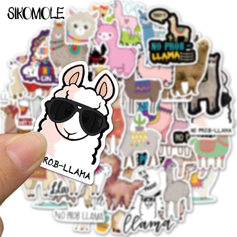 10/30/50PCS Cute Cartoon Alpaca Sheep Animal Sticker Llama Camel Kawaii Laptop Scrapbook Skateboard Car Toy Decals Stickers F5