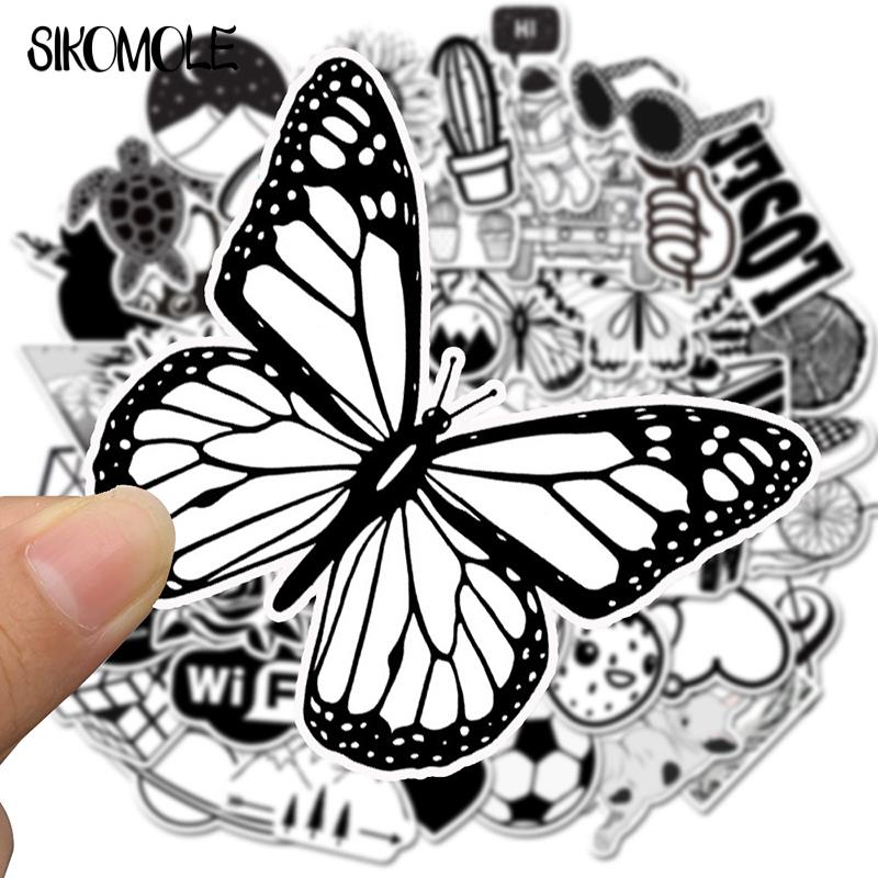 10/30/50PCS Cartoon Black and White Sticker DIY Toys Skateboard Laptop Luggage Snowboard Fridge Styling Home Decals Stickers F5