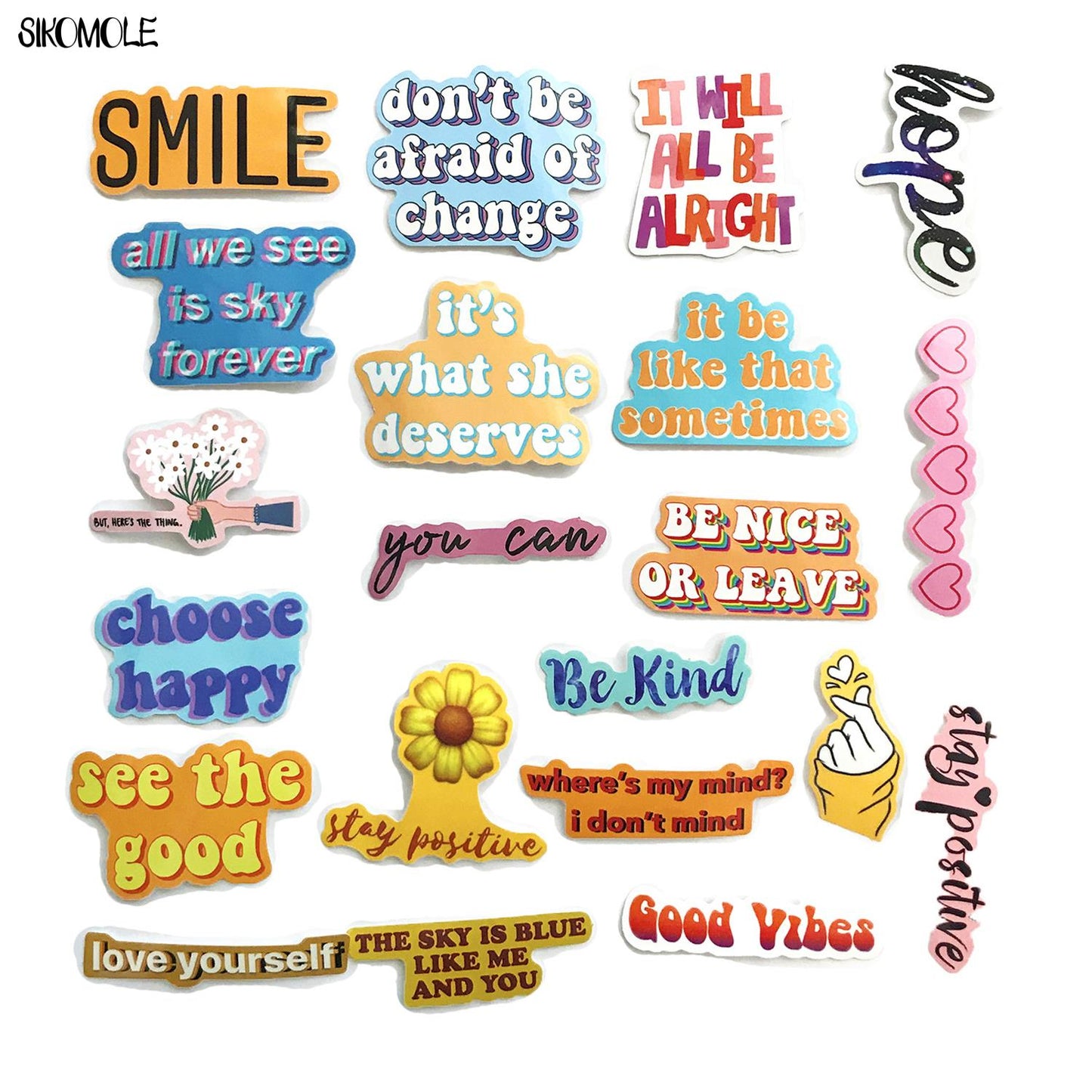 10/40PCS Cartoon Motivational Phrases Stickers Inspirational Life Quotes DIY Laptop Study Scrapbooking Graffiti Decal Sticker F5