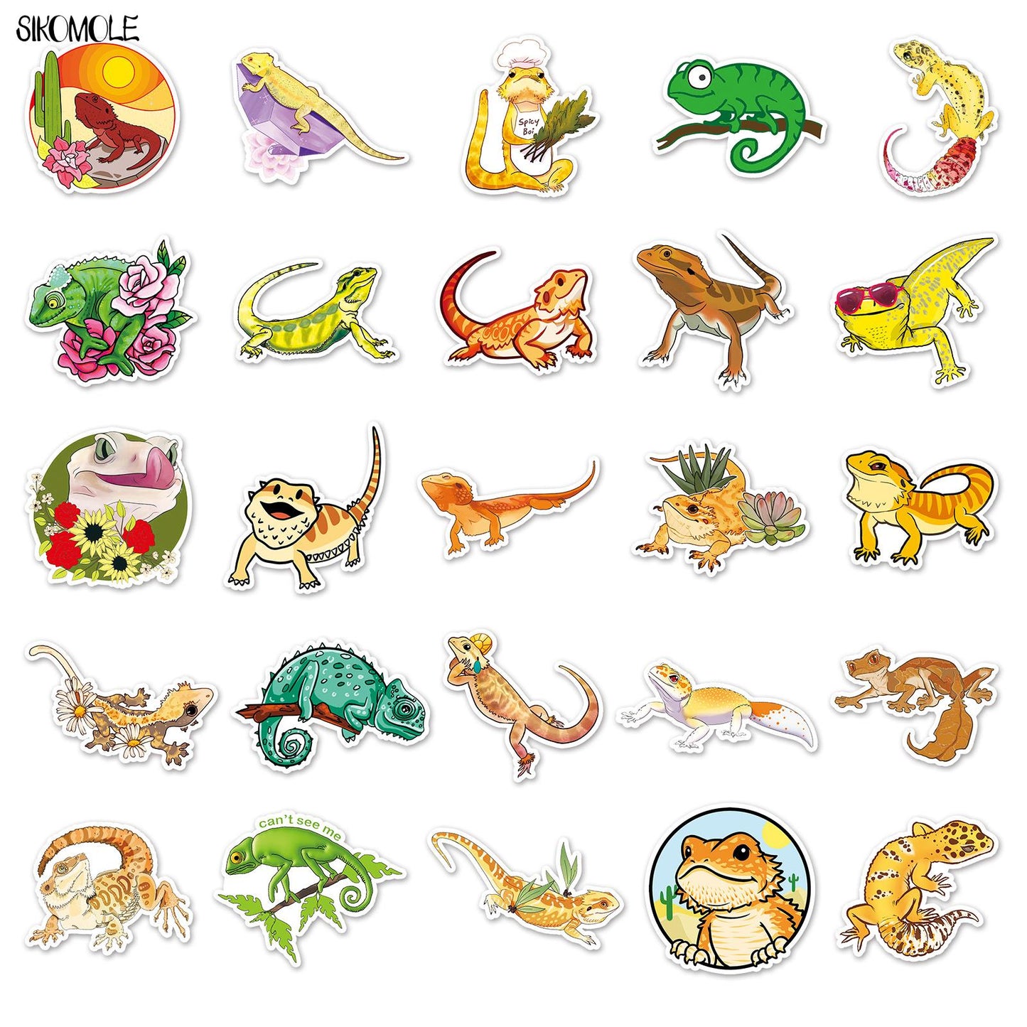 10/30/50PCS Cartoon Lizard Animal Stickers Cool Aesthetic Skateboard Laptop Motor Phone Graffiti Sticker Decals Kids DIY Toys F5