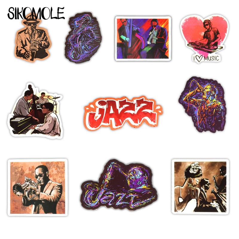 10/30/50pcs Cartoon Jazz Blues Stickers Rock Music Singing DIY Musical Instrument Car Laptop Guitar Suitcase Graffiti Sticker F5