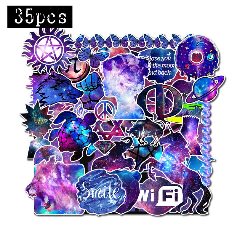 10/35Pcs Cartoon Starry Sky PVC Graffiti Sticker Car Guitar Motorcycle Luggage Suitcase DIY Classic Toy Decal Sticker For Kid F5