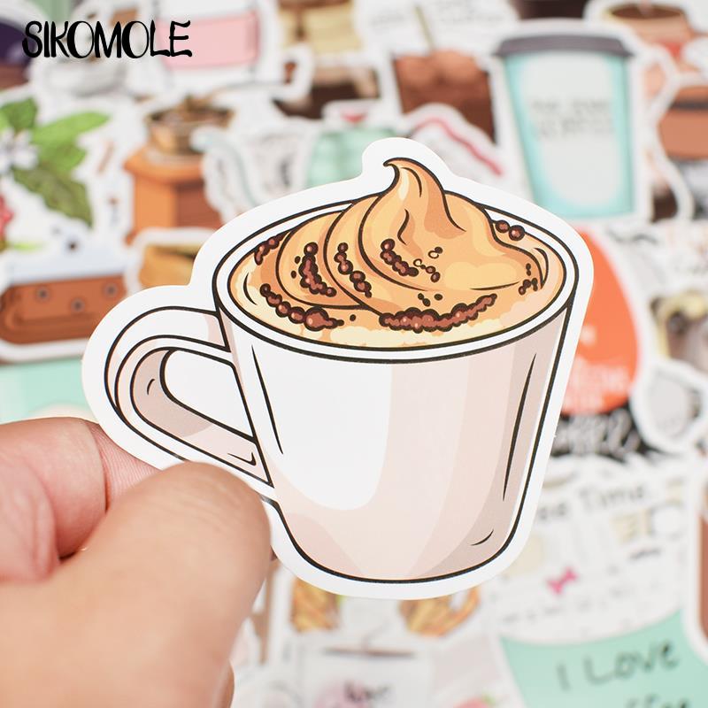 10/30/50pcs Cute Cartoon Cup Of Coffee Stickers Girl Kawaii Laptop Bottle Bicycle Skateboard Luggage Decals Graffiti Sticker F5