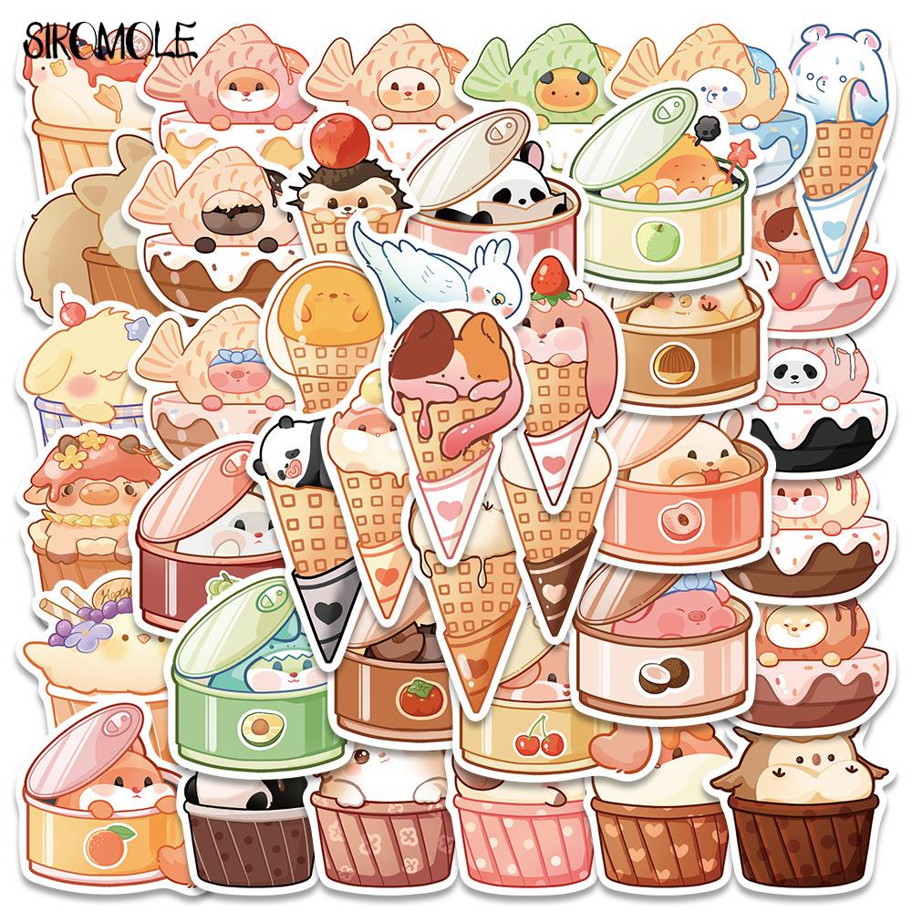 10/40PCS Cartoon Animal Ice Cream Canned Food Stickers DIY Laptop Luggage Skateboard Suitcase Guitar Graffiti Decal Sticker F5