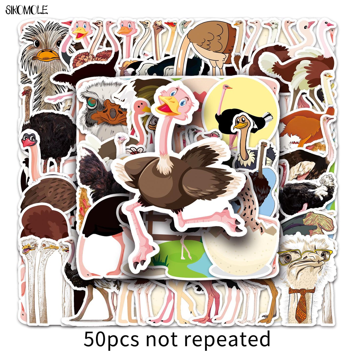 10/30/50pcs Ostrich Stickers Animals DIY Gift Kids Toys Laptop Suitcase Skateboard Phone Guitar Decals Graffiti Cartoon Sticker