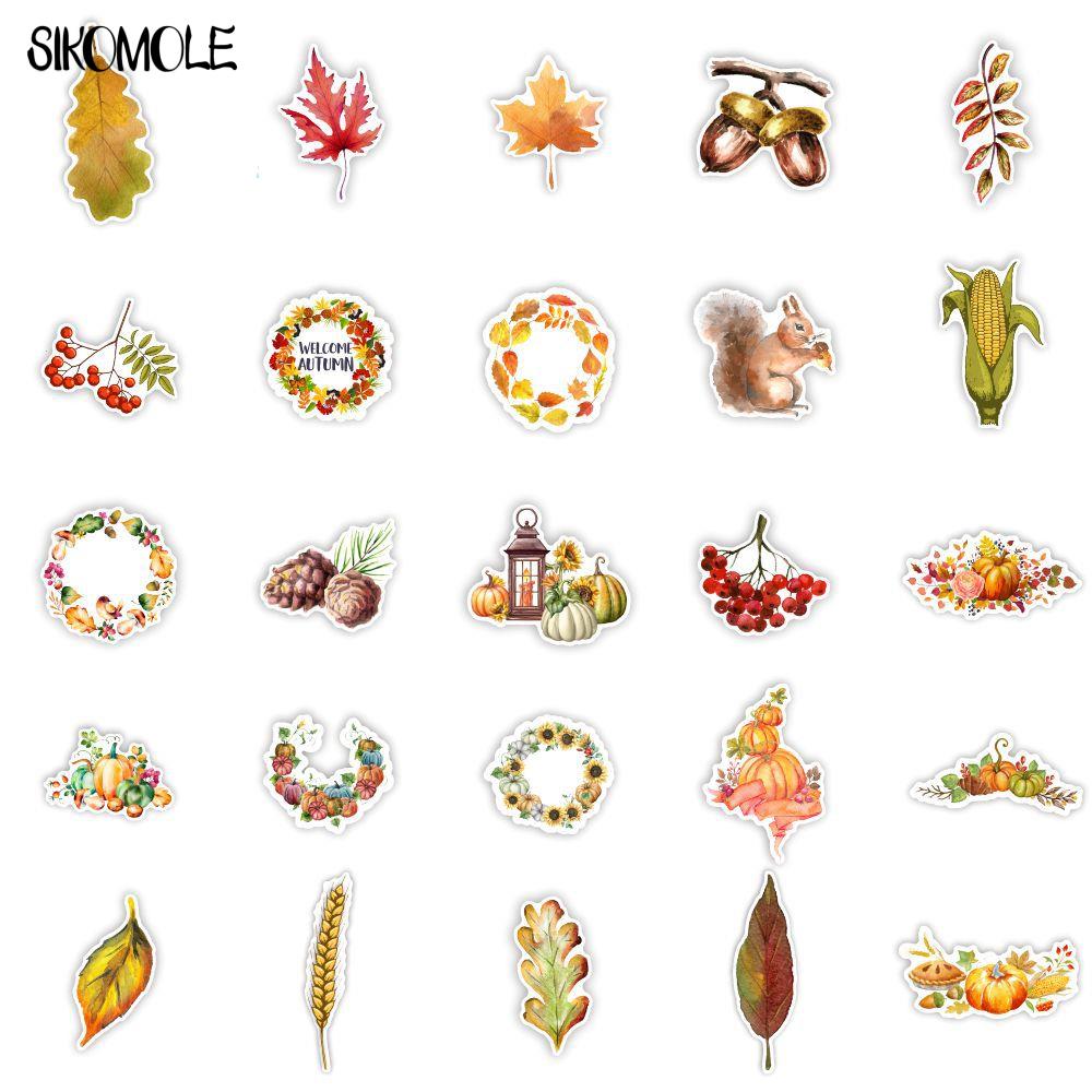 10/30/50PCS Cartoon Pumpkin Stickers Thanksgiving Autumn Harvest Maple Leaf DIY Case Snowboard Luggage Decal Graffiti Sticker F5