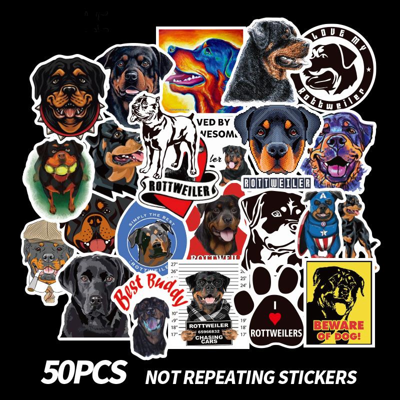 10/30/50PCS Cartoon Dog Rottweiler Stickers Animal DIY Motorcycle Car Helmet Guitar Laptop Skateboard Suitcase Decals Sticker F5