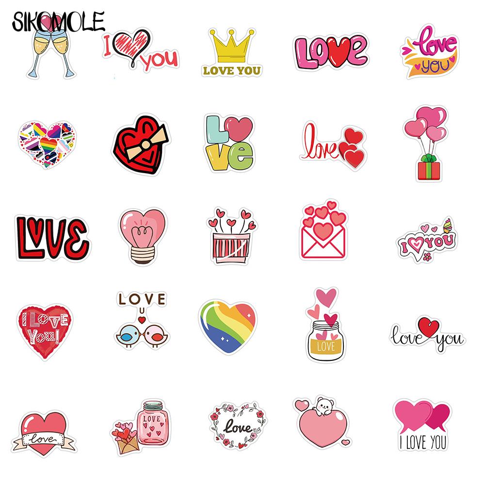 10/30/50PCS Couple Stickers Valentine's Day I LOVE YOU Phone Guiter Motorcycle Skate Bike Helmet VSCO Girl Decals Stickers F5