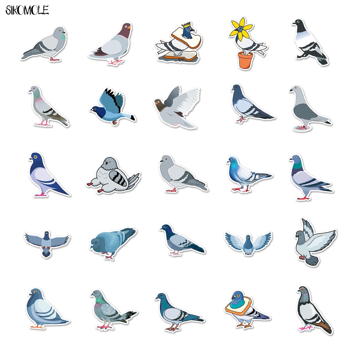 10/30/50pcs Cute Dove Stickers Bird Cool Animals DIY Laptop Suitcase Skateboard Guitar Cartoon Graffiti Sticker Kid Gift Toys