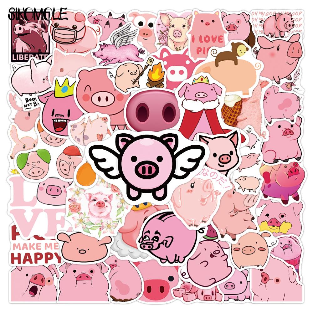 10/30/50PCS Cartoon Pink Pig Animals Stickers Funny Kawaii DIY Bike Travel Luggage Phone Guitar Laptop Decal Graffiti Sticker F5