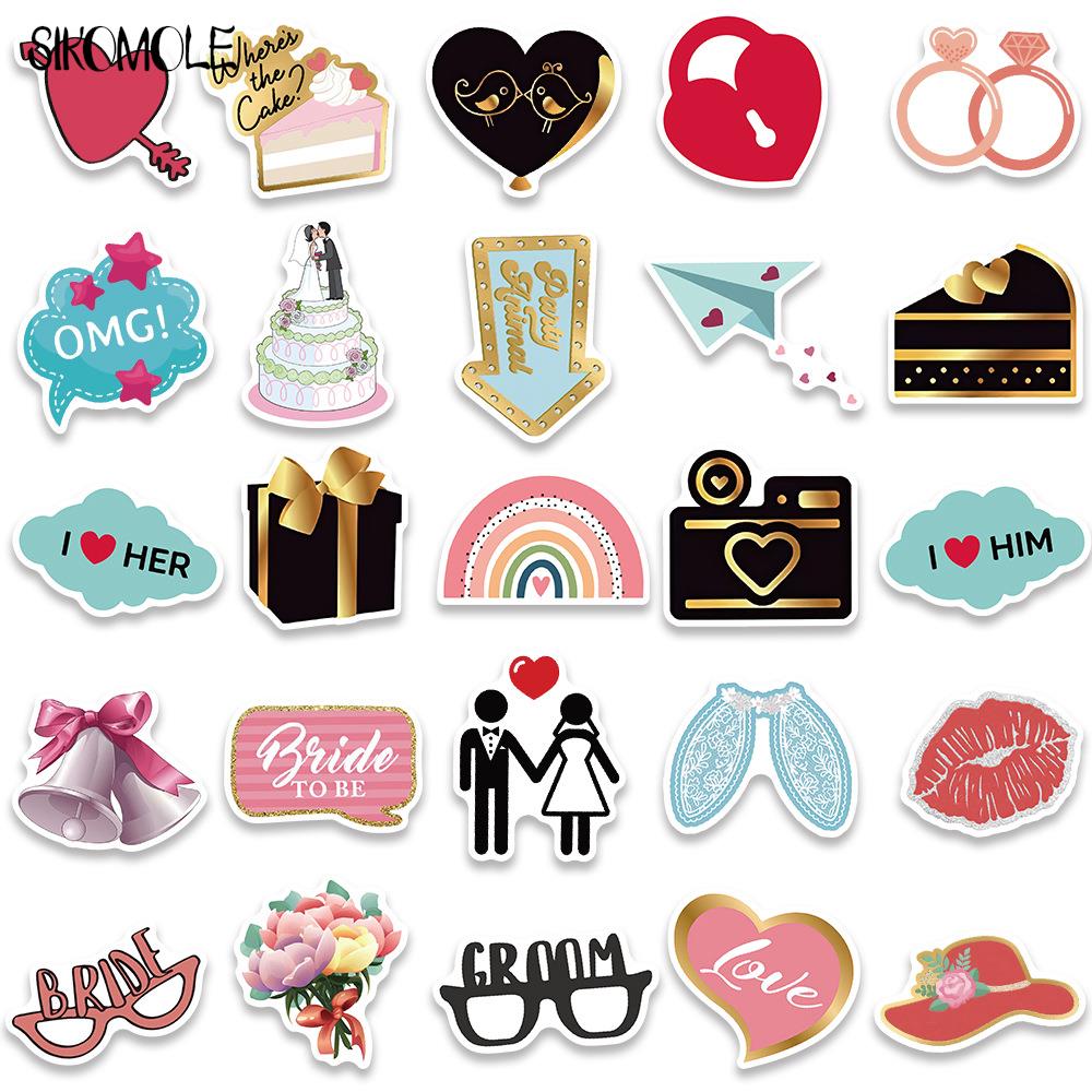 10/30/52PCS Valentine's Day Wedding Love Stickers Kawaii DIY For Kids Travel Luggage Guitar Skateboard Graffiti Sticker Decals