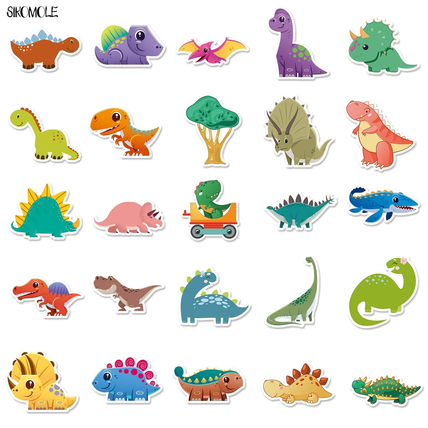 10/30/50PCS Cartoon Cute Dinosaur Stickers Graffiti Tyrannosauru Rex DIY Toy Decorative Suitcase Luggage Laptop Decal Sticker F5