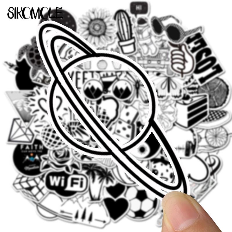 10/30/50PCS Cartoon Black and White Sticker DIY Toys Skateboard Laptop Luggage Snowboard Fridge Styling Home Decals Stickers F5