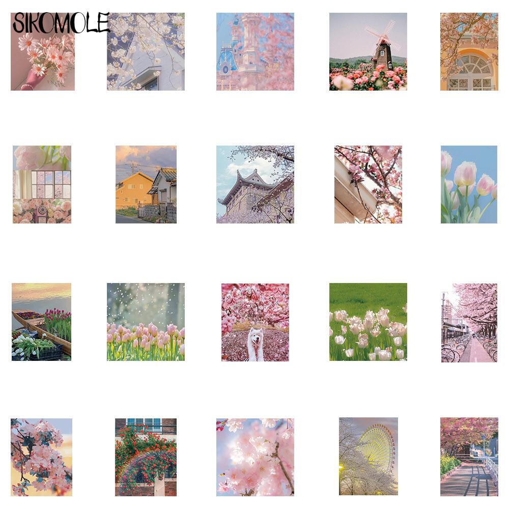 10/30/65PCS Pink Girl Heart Spring Landscape Stickers Beautiful Flower DIY Toys Phone Luggage Laptop Graffiti Decals Sticker F5