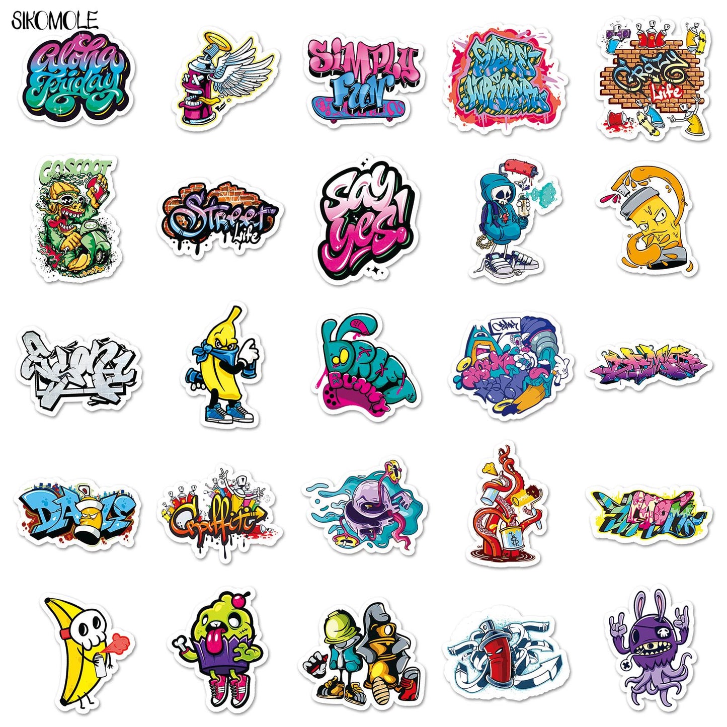 10/30/50pcs Fashion Personalized Street Stickers DIY Kid Toys Laptop Suitcase Skateboard Guitar Decals Graffiti Cartoon Sticker