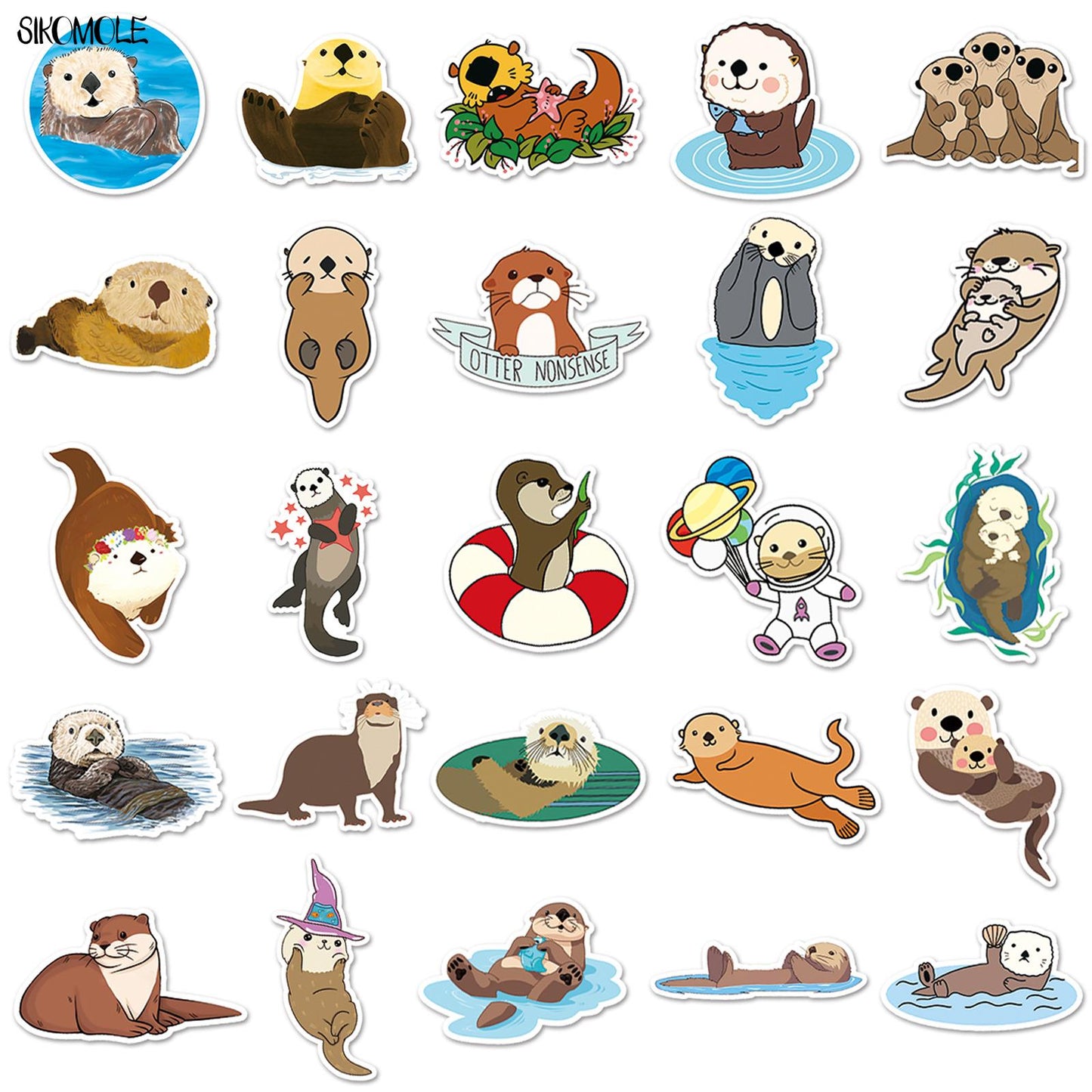 10/30/50pcs Otter Stickers Animals DIY Gift Kids Toys Laptop Suitcase Skateboard Phone Guitar Decals Graffiti Cartoon Sticker