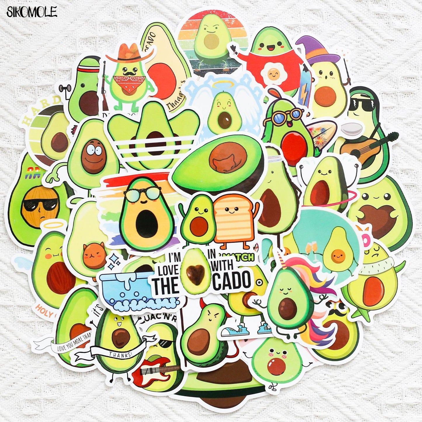 10/30/50PCS Cartoon Cute Avocado Stickers Kawaii Green Plant DIY Toy Skateboard Luggage Laptop Bicycle Decal Graffiti Sticker F5