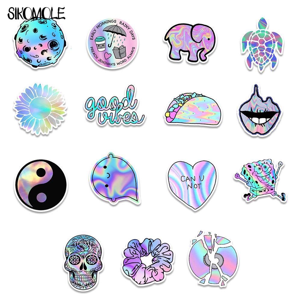 10/30/50PCS Mixed VSCO Holographic Laser Cartoon Stickers Luggage Skateboard Cute Cool Graffiti Girl Gradient Sticker Decal F5