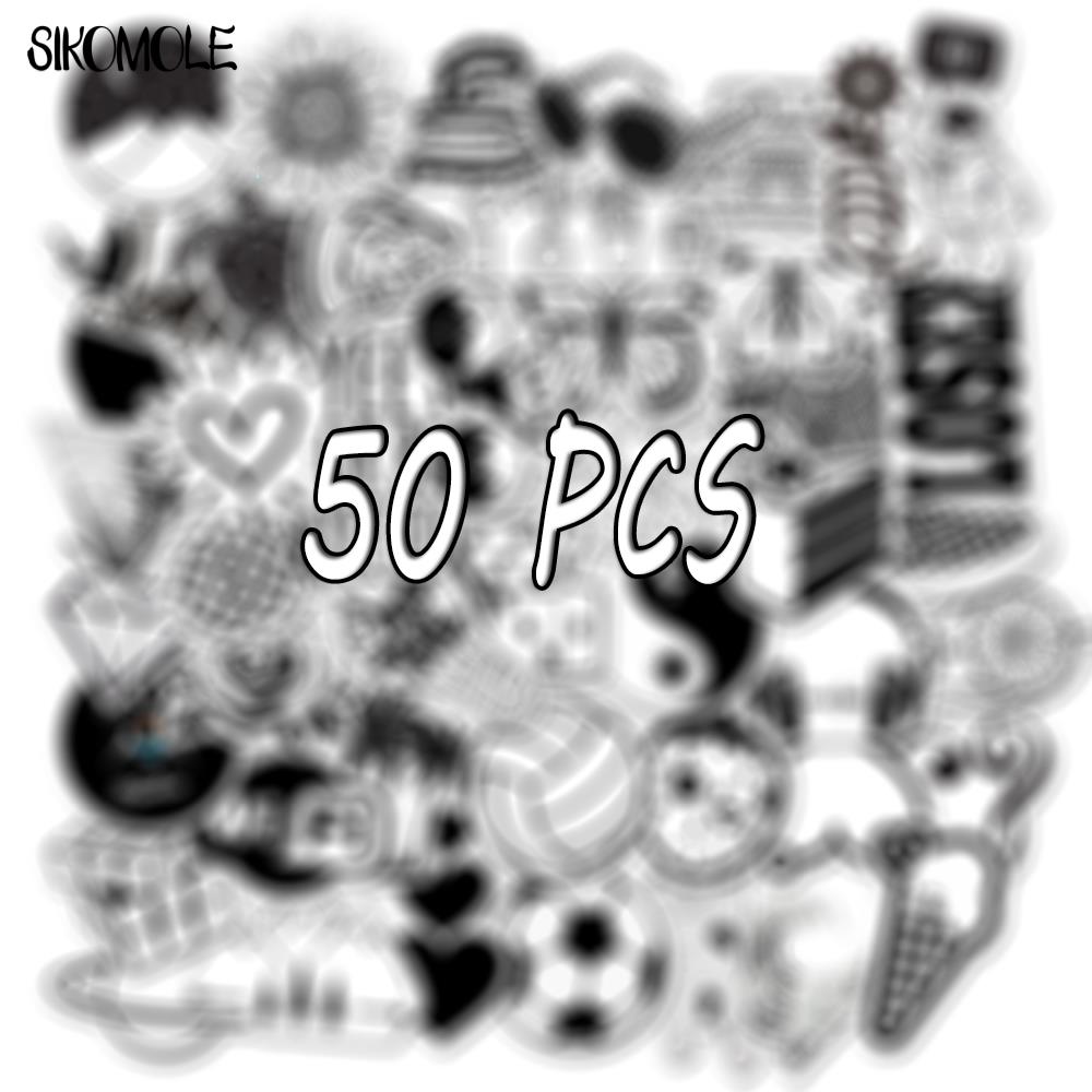 10/30/50PCS Cartoon Black and White Sticker DIY Toys Skateboard Laptop Luggage Snowboard Fridge Styling Home Decals Stickers F5