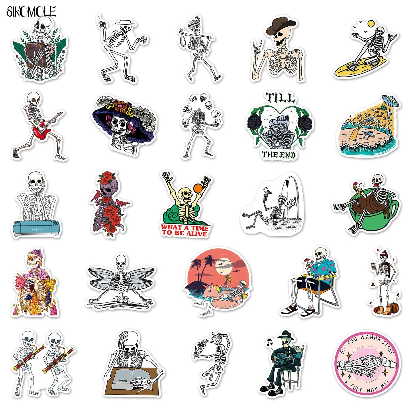 10/30/50PCS Artistic Skeleton Graffiti Stickers Aesthetic Ghost Horror DIY Toys Skateboard Laptop Fridge Diary Decals Sticker F5