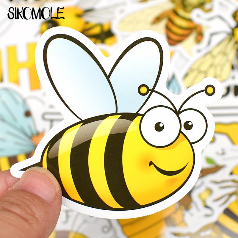 10/30/50pcs Cartoon Cute Bee Animal Sticker Insect Honey DIY Toy Laptop Guitar Phone Bottle Bike Kids Gift Decals Stickers F5