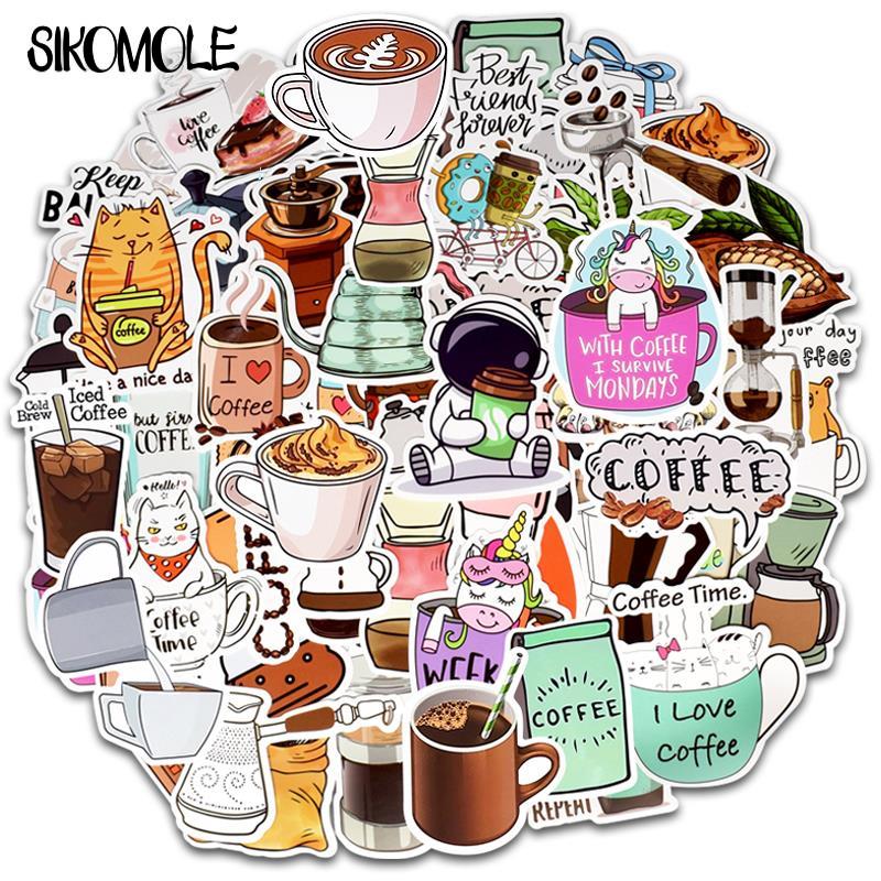 10/30/50pcs Cute Cartoon Cup Of Coffee Stickers Girl Kawaii Laptop Bottle Bicycle Skateboard Luggage Decals Graffiti Sticker F5