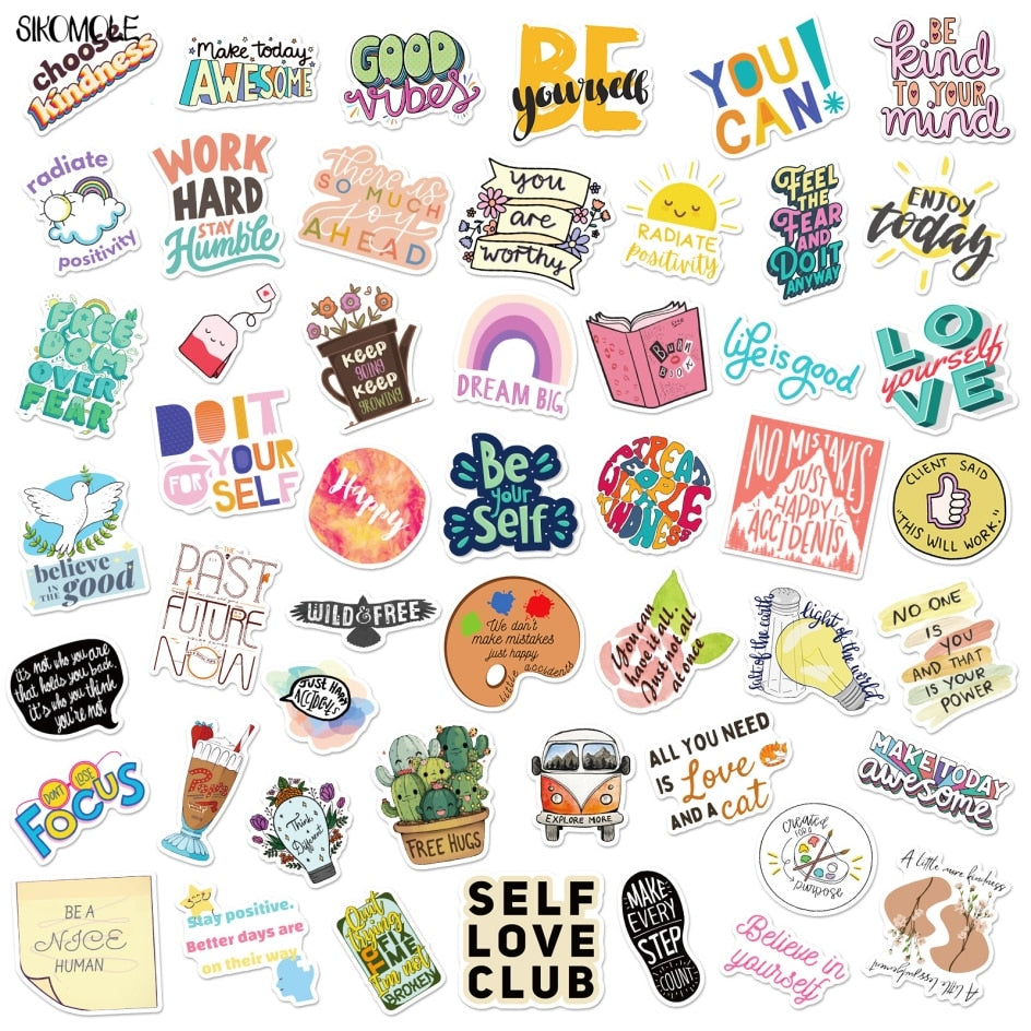 10/30/50PCS Inspirational Life Quotes Stickers Motivational Phrases DIY Student Stationery Skateboard Decals Graffiti Sticker F5