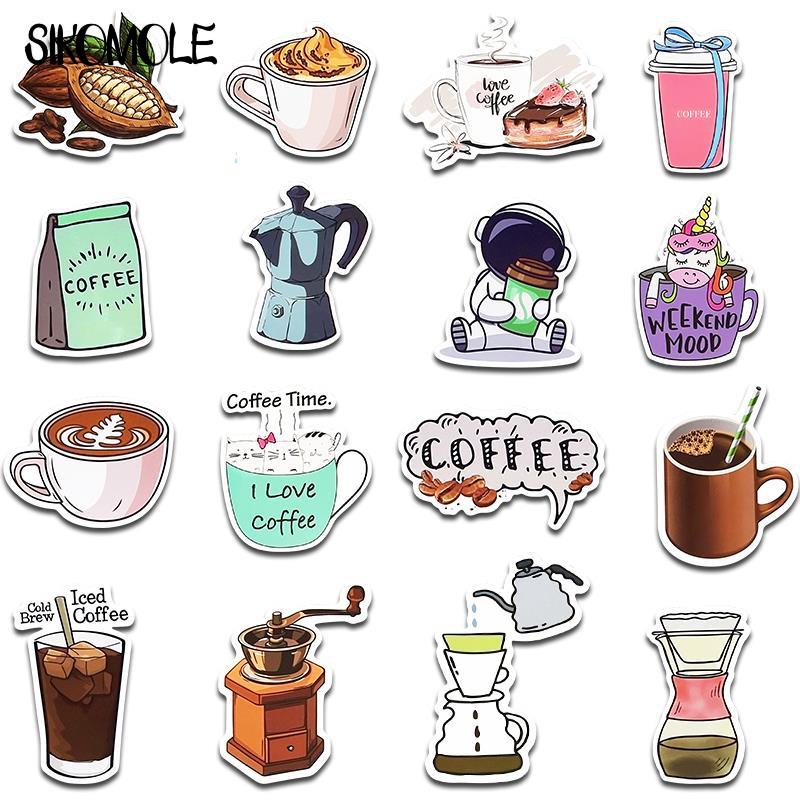 10/30/50pcs Cute Cartoon Cup Of Coffee Stickers Girl Kawaii Laptop Bottle Bicycle Skateboard Luggage Decals Graffiti Sticker F5