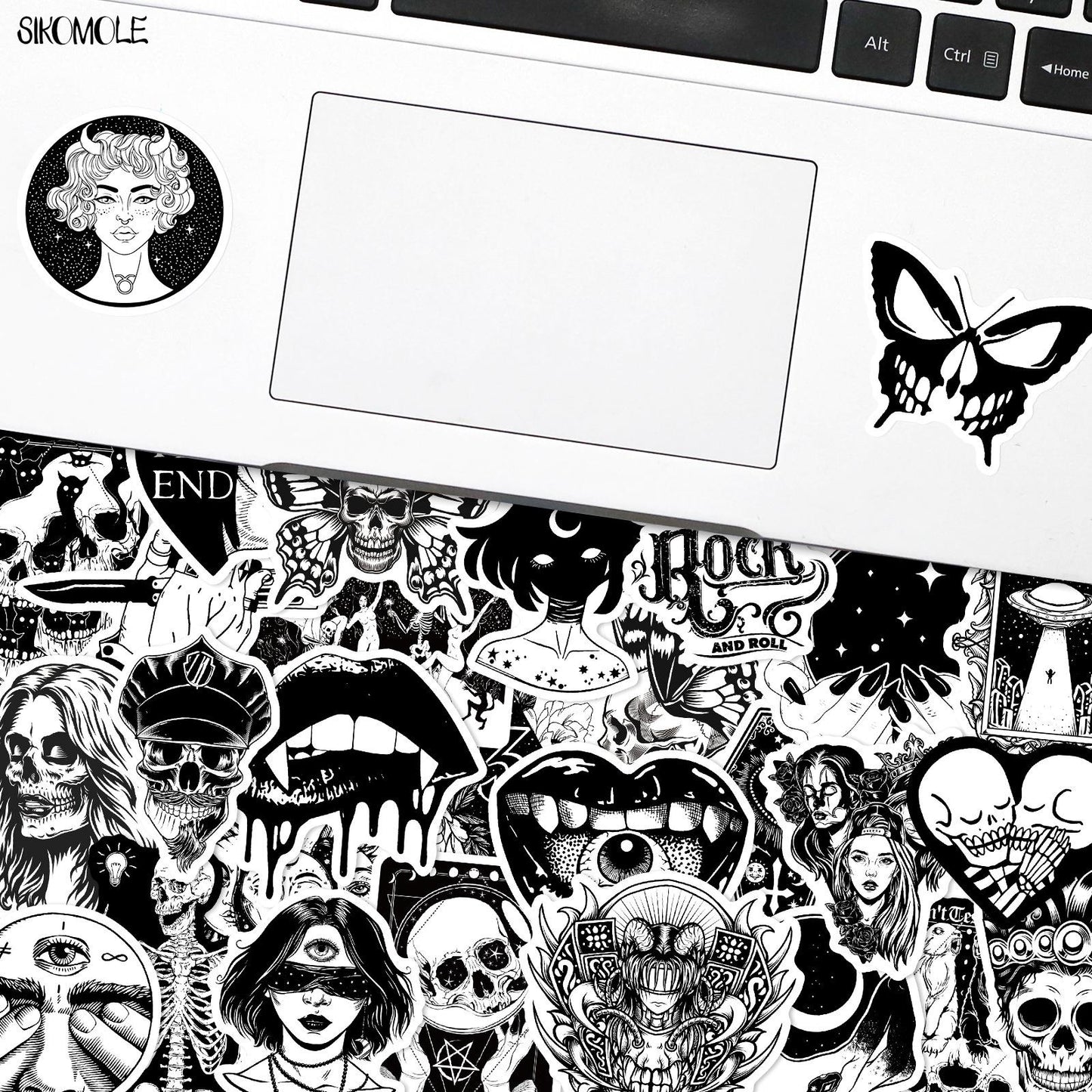 10/30/50/100PCS Cartoon Punk Devil Black And White Horror Gothic Stickers DIY Toys Skateboard Laptop Decals Graffiti Sticker F5