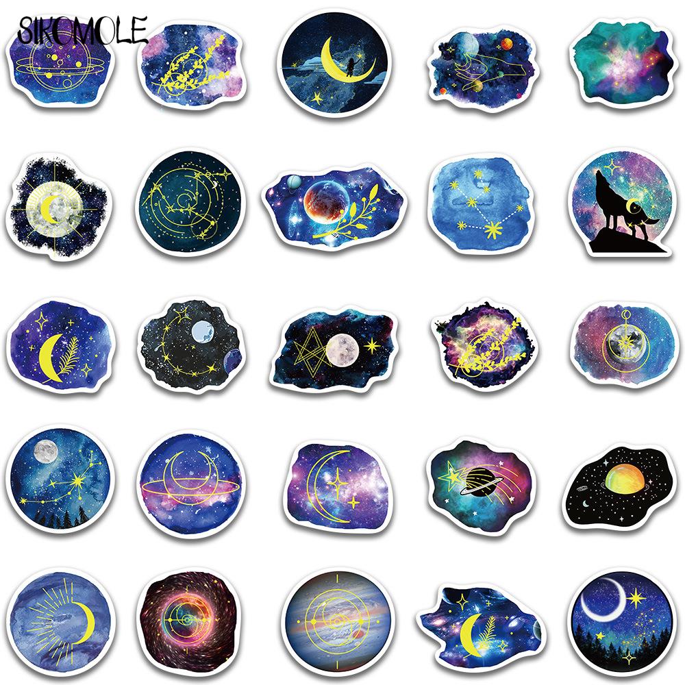 10/30/50pcs Starry Sky At Night Moonlight Stickers Art Toy DIY Kids Notebook Luggage Motorcycle Laptop Decals Graffiti Sticker