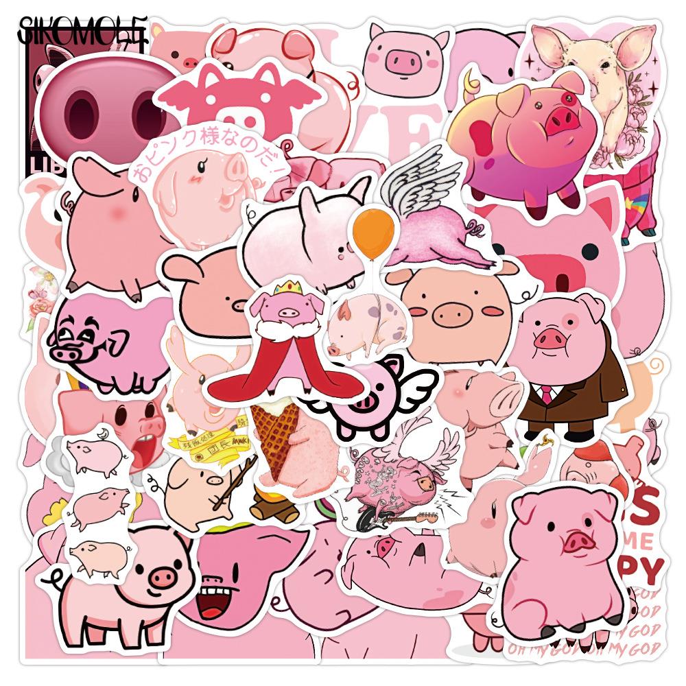 10/30/50PCS Cartoon Pink Pig Animals Stickers Funny Kawaii DIY Bike Travel Luggage Phone Guitar Laptop Decal Graffiti Sticker F5