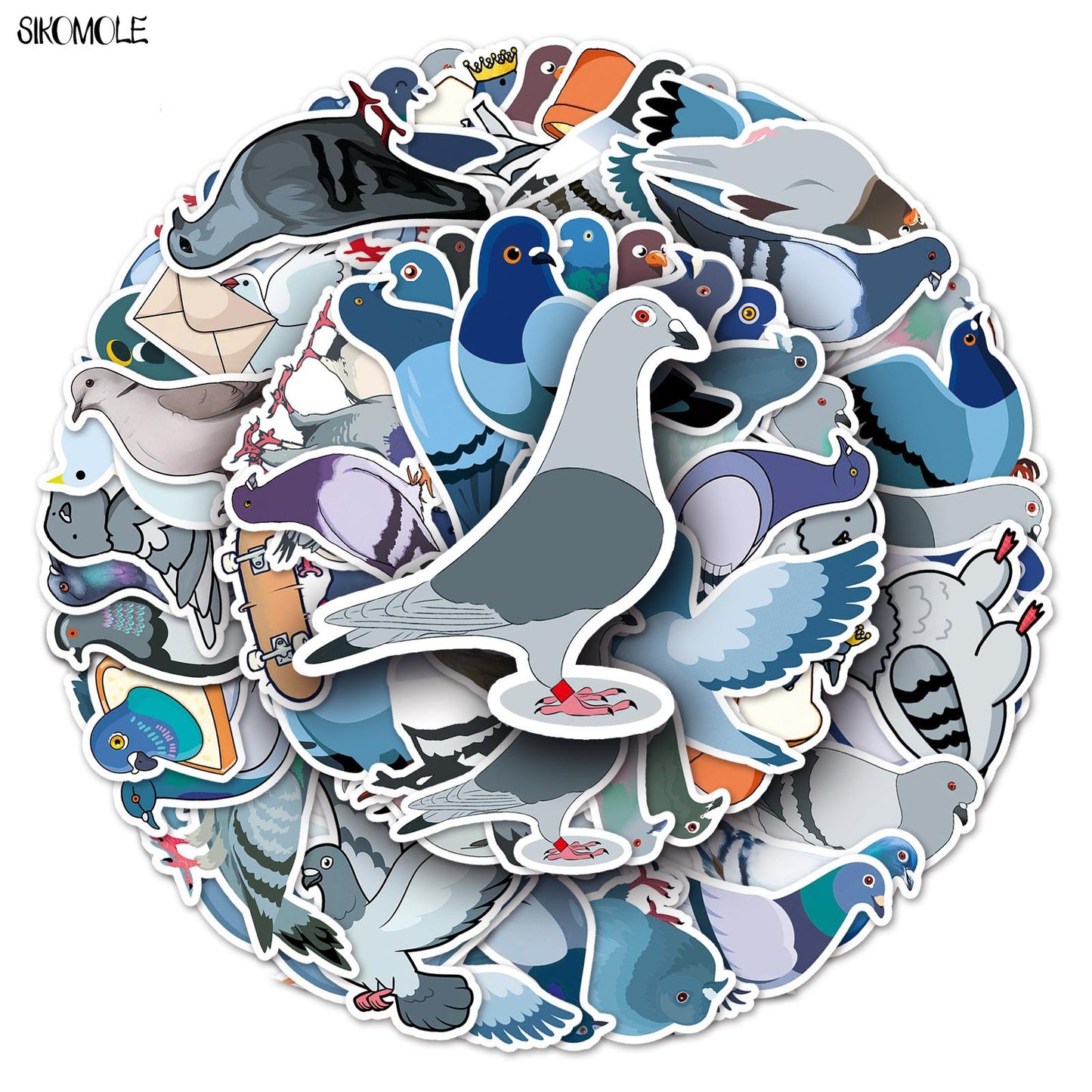 10/30/50pcs Cute Dove Stickers Bird Cool Animals DIY Laptop Suitcase Skateboard Guitar Cartoon Graffiti Sticker Kid Gift Toys