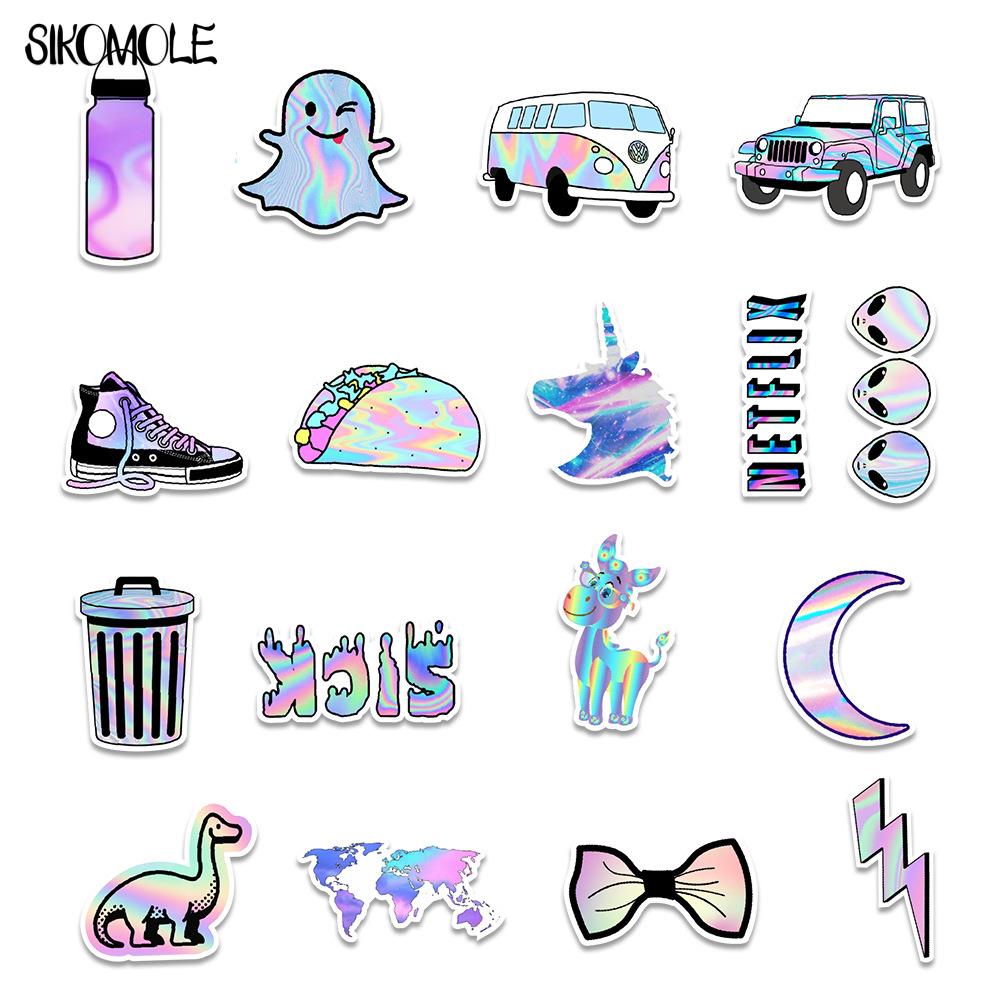 10/30/50PCS Mixed VSCO Holographic Laser Cartoon Stickers Luggage Skateboard Cute Cool Graffiti Girl Gradient Sticker Decal F5