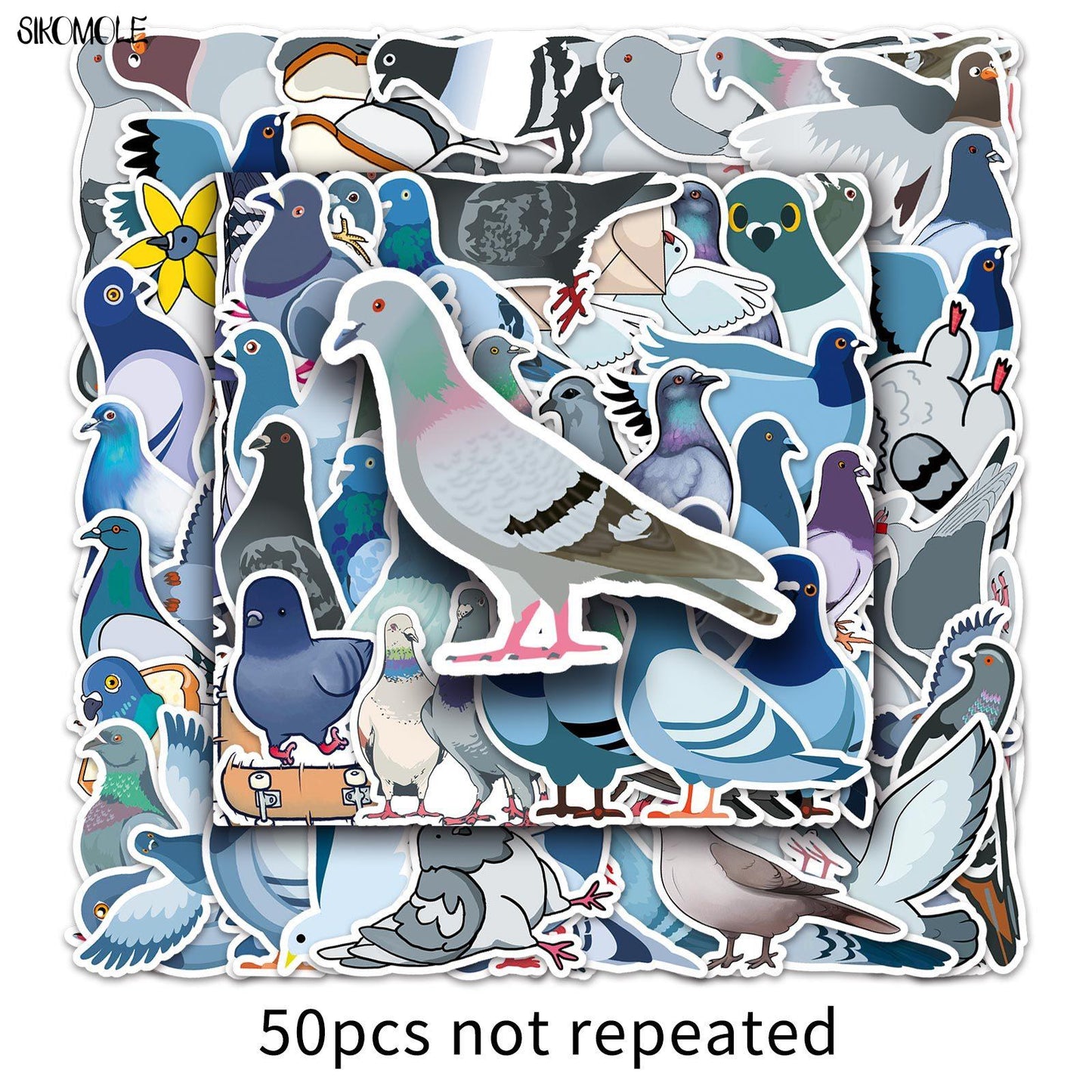 10/30/50pcs Cute Dove Stickers Bird Cool Animals DIY Laptop Suitcase Skateboard Guitar Cartoon Graffiti Sticker Kid Gift Toys