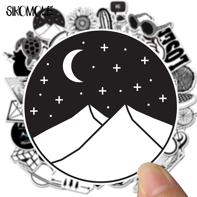 10/30/50PCS Cartoon Black and White Sticker DIY Toys Skateboard Laptop Luggage Snowboard Fridge Styling Home Decals Stickers F5