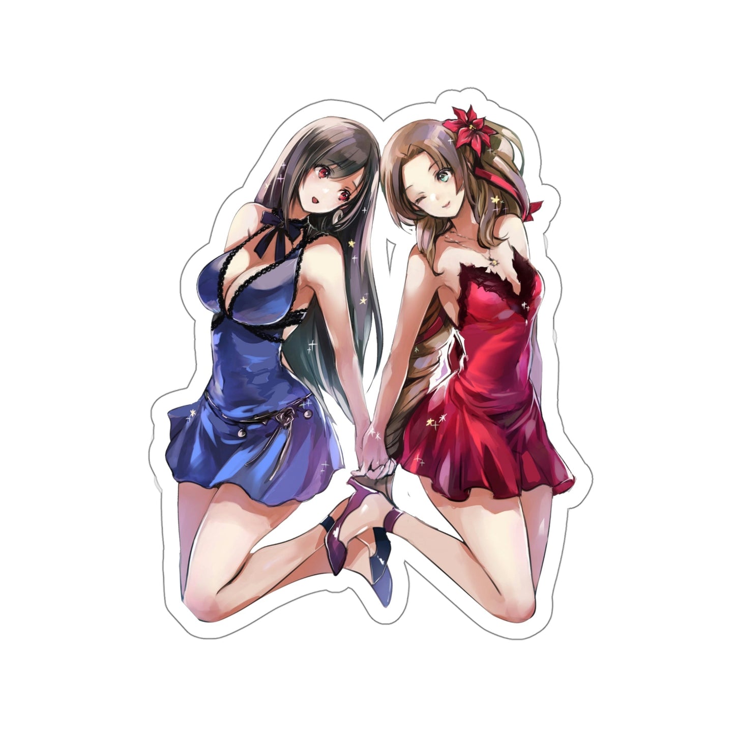 Sexy Waifus Tifa and Aerith BFF7 Waterproof Sticker - Weatherproof Vinyl Car Decal