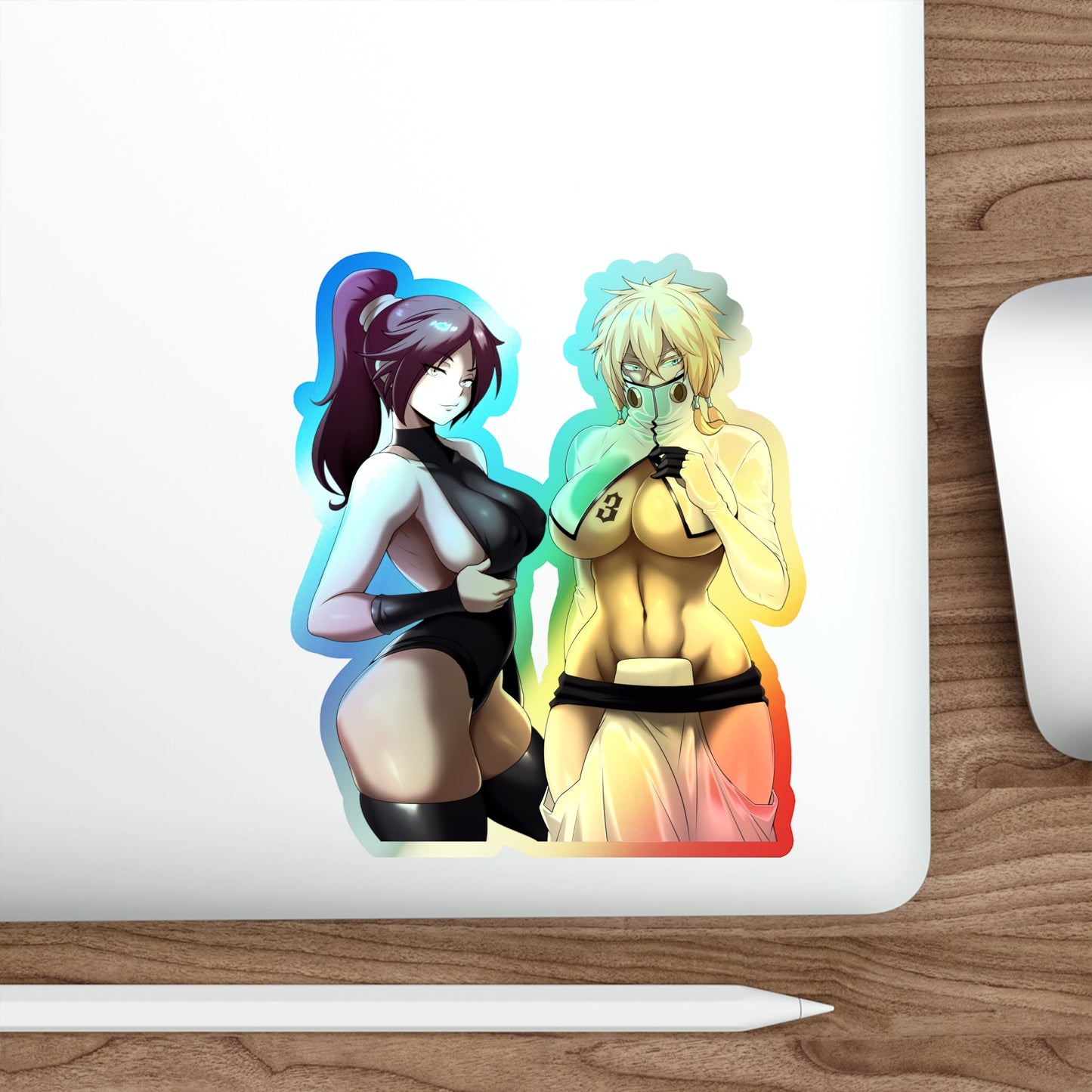 Sexy Yoruichi and Harribel Holographic Sticker Anime - Bleach Holographic Car Decal