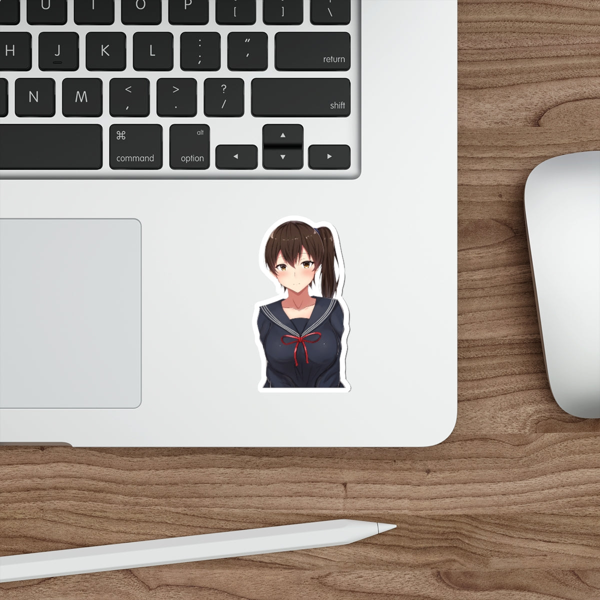 Busty School Girl Kaga Kantai Collection Waterproof Sticker - Weatherproof Vinyl Car Decal