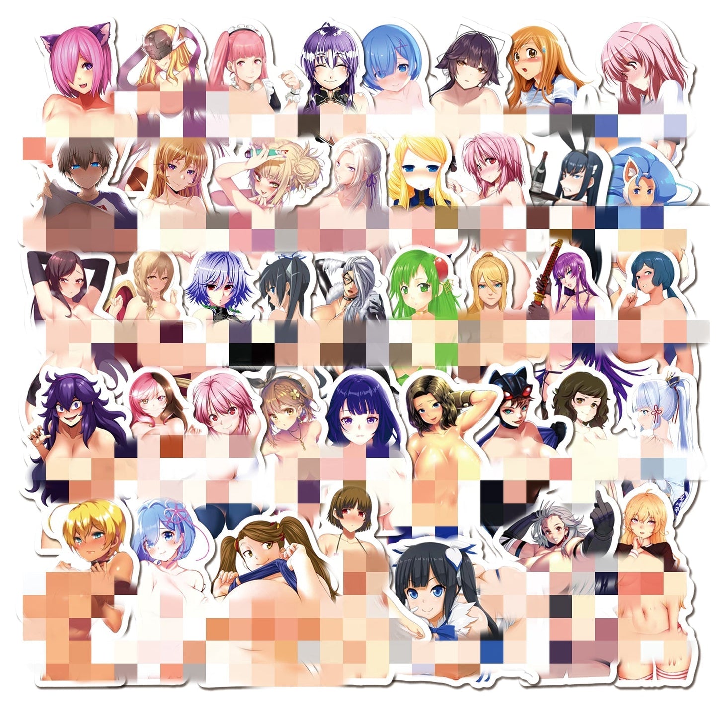 50pcs Hentai Anime Sexy Girls Stickers Waifu Adults Decals DIY Tablet Scrapbooking Luggage Phone PVC Graffiti Sticker Pack