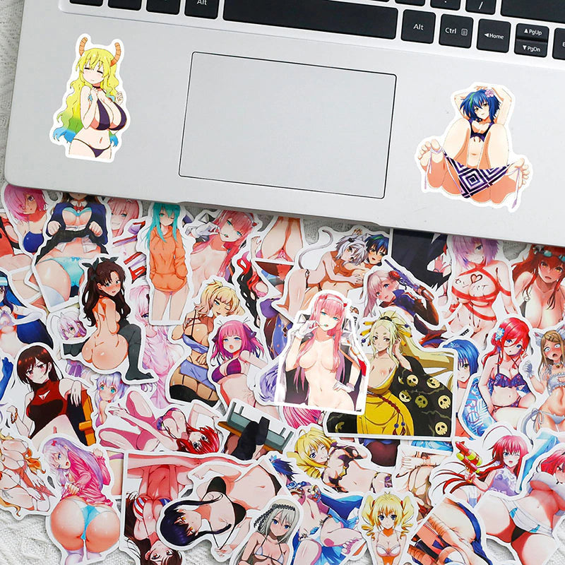 Anime Girls Stickers | 50/100Pcs - Kawai Anime | Anime Waifu Stickers | for Laptop ,Mobile, Luggage ,Car Sticker.