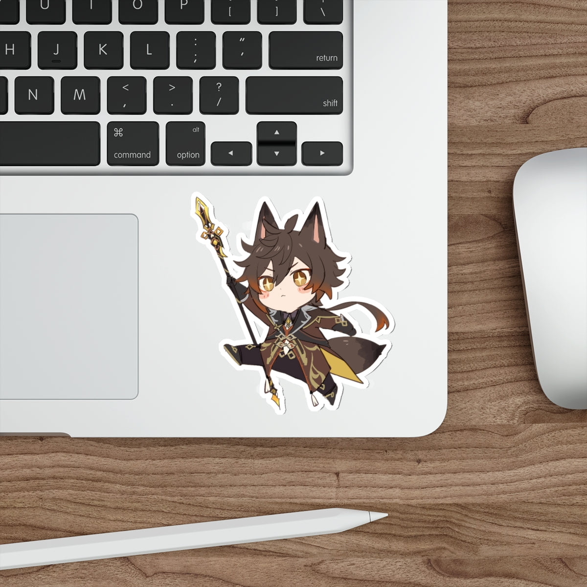 Chibi Neko Zhongli Genshin Impact Waterproof Sticker - Weatherproof Vinyl Car Decal