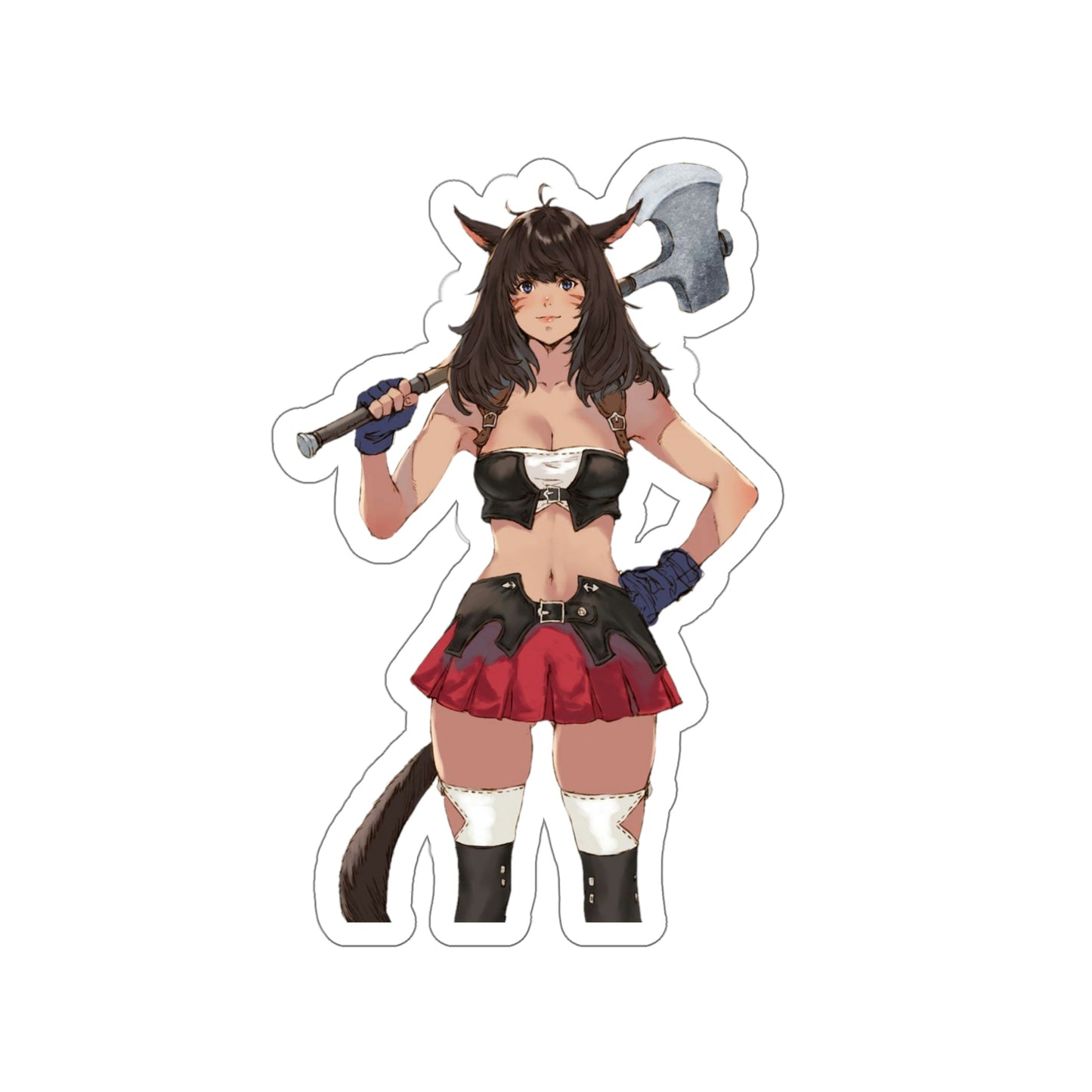 Sexy Miqo'te Final Fantasy 14 Waterproof Sticker - Weatherproof Vinyl Car Decal