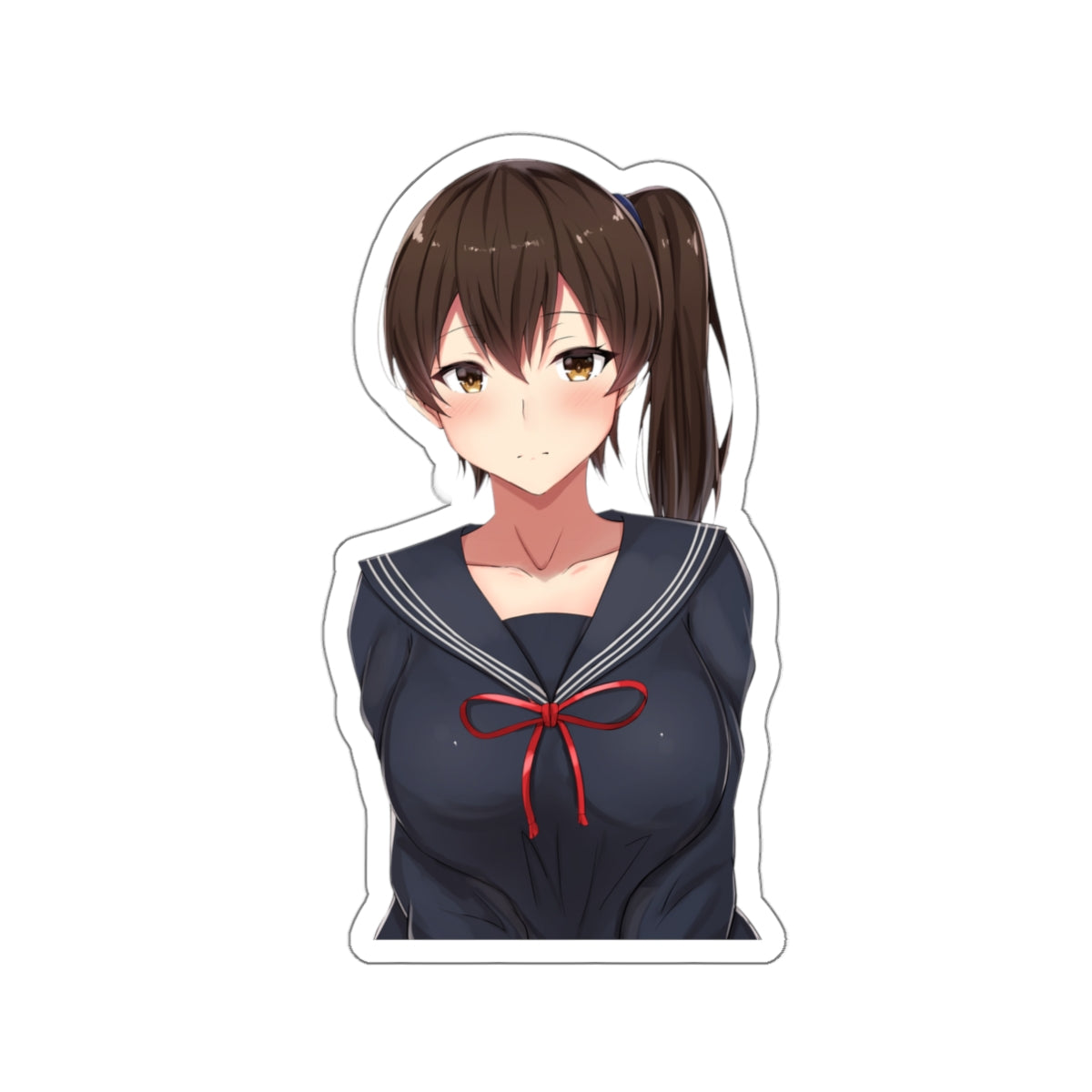 Busty School Girl Kaga Kantai Collection Waterproof Sticker - Weatherproof Vinyl Car Decal